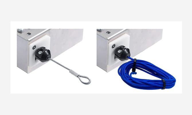 Wire on nylon rope can be selected
